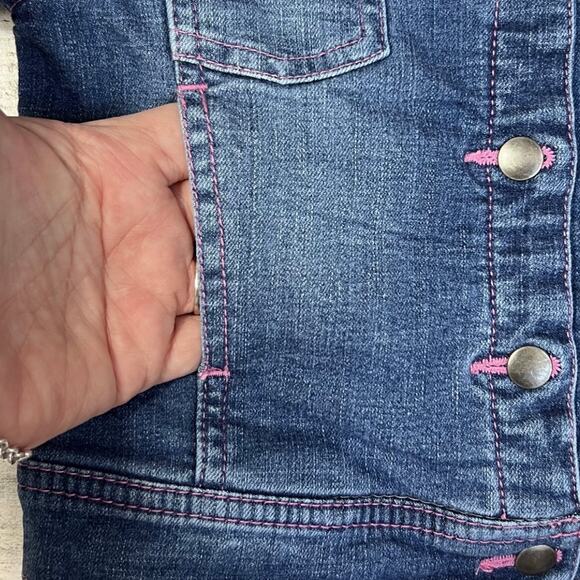 Hatley Jacket Girls 2 Blue Denim Heart Print Lined Jean Jacket Embroidered Fall - Picture 9 of 12